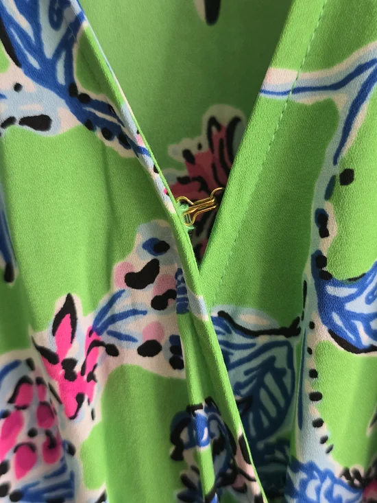 Lilly Pulitzer Chistiana Green Floral Ruffled Midi Dress Size 8 - Picture 4 of 7